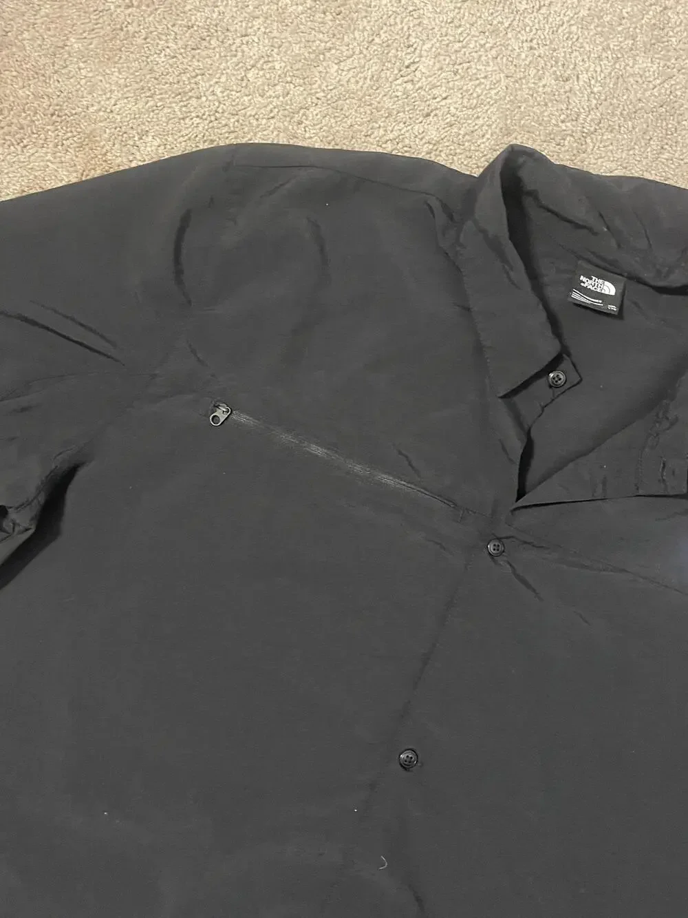 The North Face Shirt Mens 2XL Black Short Sleeve Button Front Outdoor Hiking